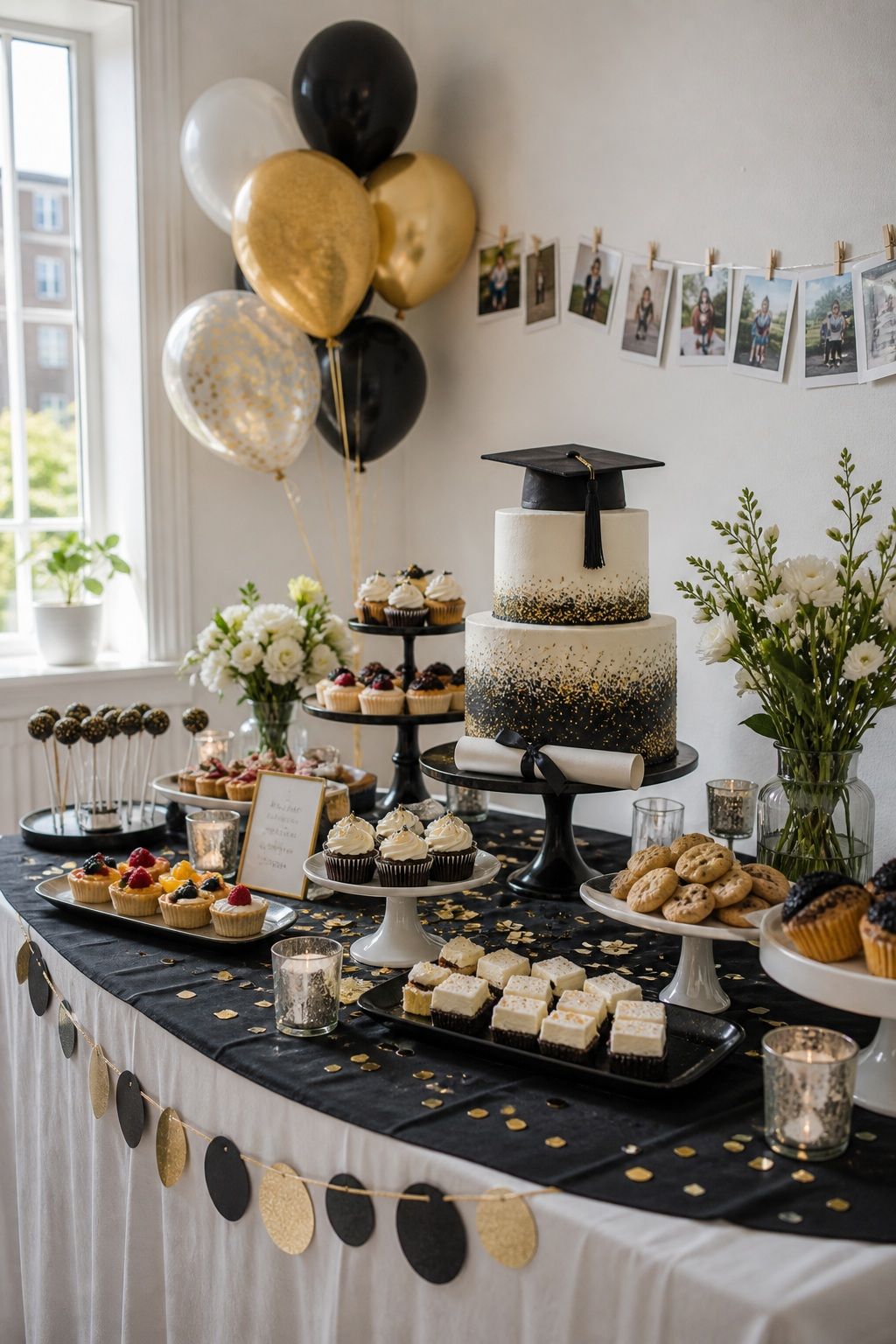 Dessert Table Showcase as the Party's Centrepiece small apartment idea for Top 16 Graduation Party Themes That Go Beyond the Basics.