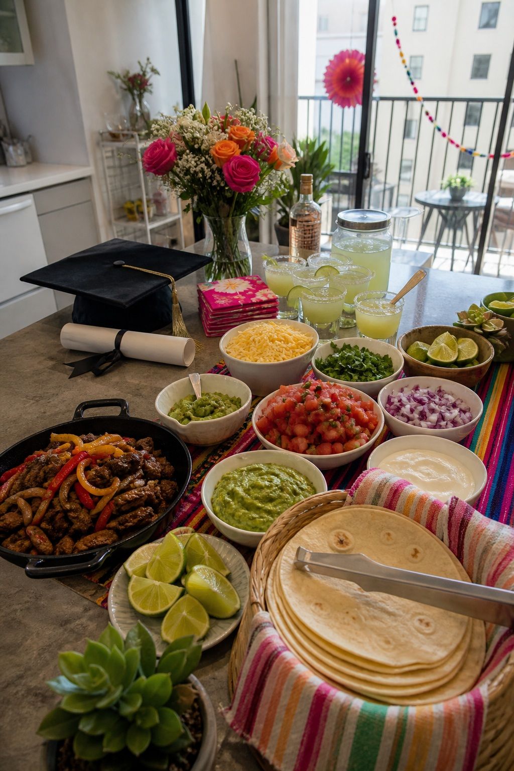 Taco Bar and Margarita Station for a Relaxed Fiesta Vibe small apartment idea for Top 16 Graduation Party Themes That Go Beyond the Basics.