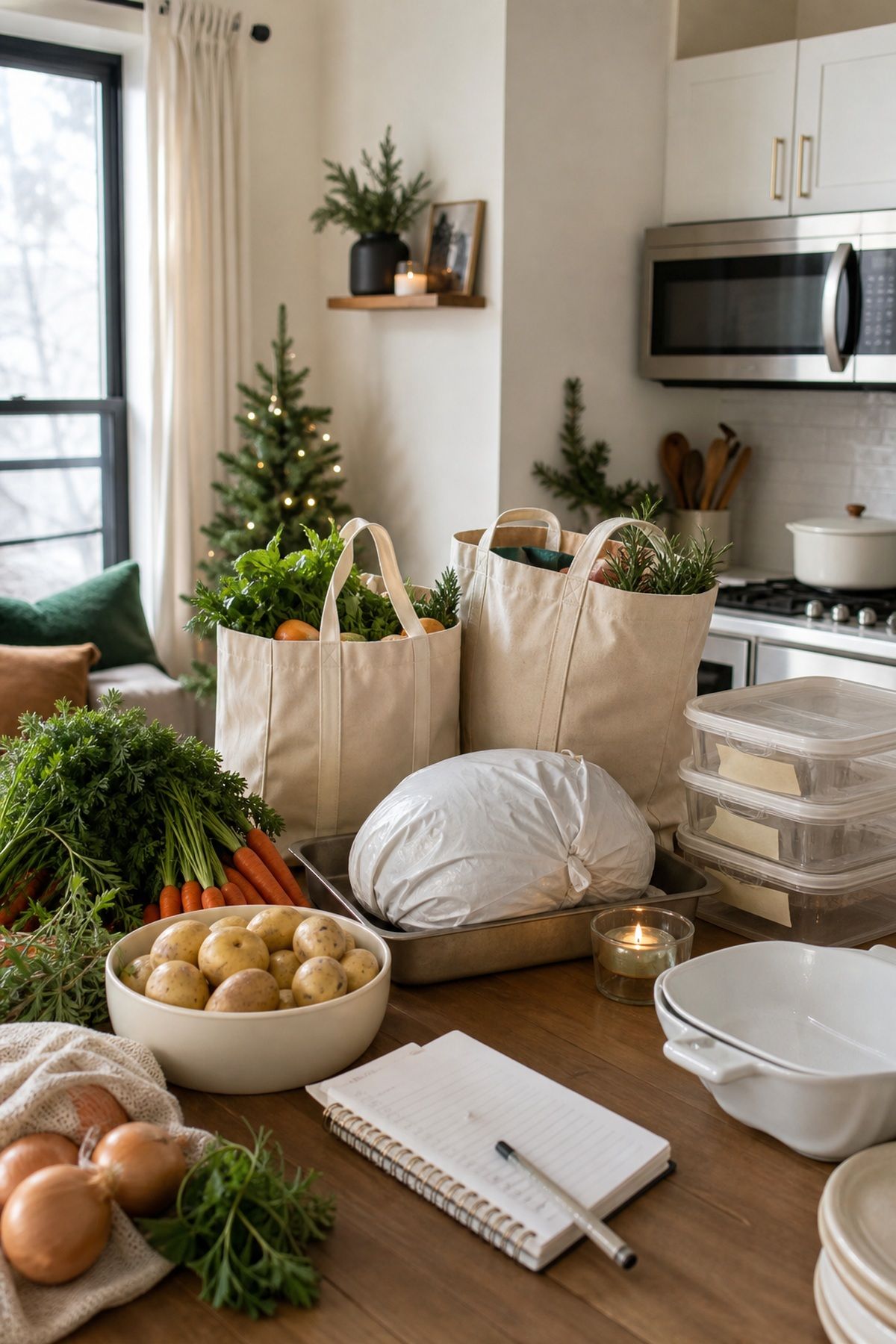 The Week Before: Shop and Prep for hosting Christmas dinner at home.