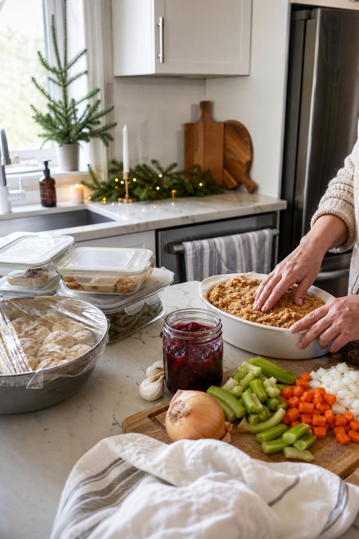 Prep the Make-Ahead Dishes for hosting Christmas dinner at home.