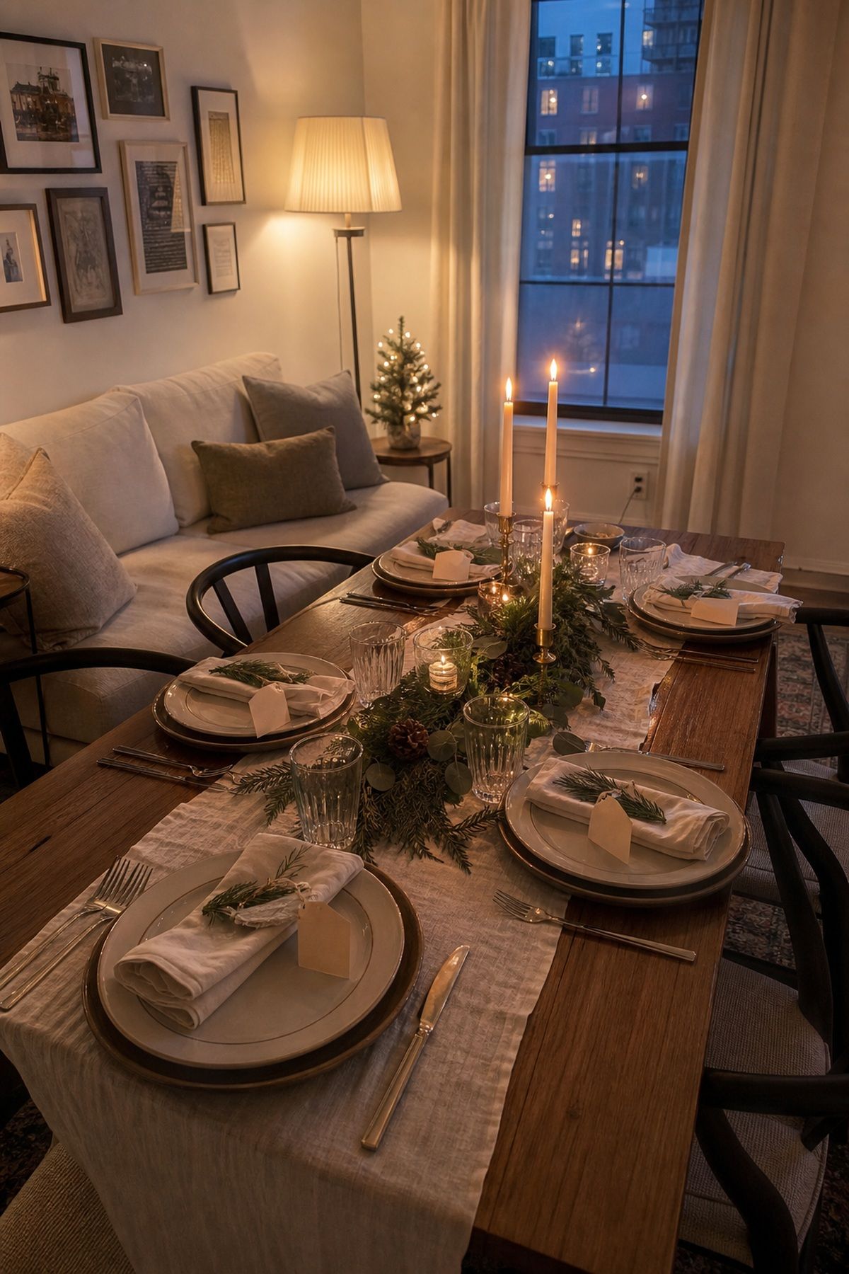 Set the Table Fully the Night Before for hosting Christmas dinner at home.