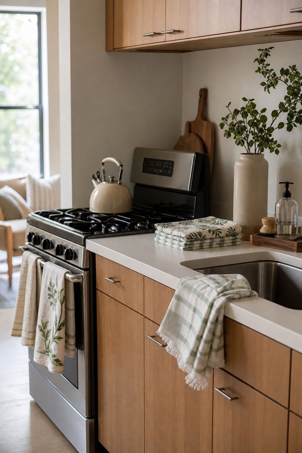 Start With the Towels small apartment idea for Top 18 Easy Kitchen Summer Decor Ideas for Small Apartments.
