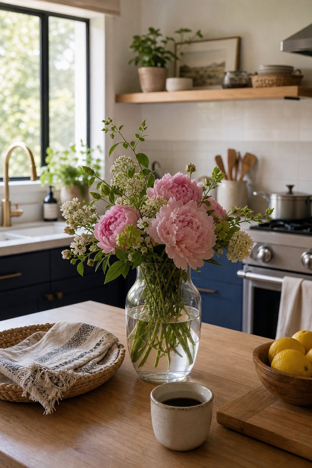 Keep Fresh Flowers in Rotation small apartment idea for Top 18 Easy Kitchen Summer Decor Ideas for Small Apartments.