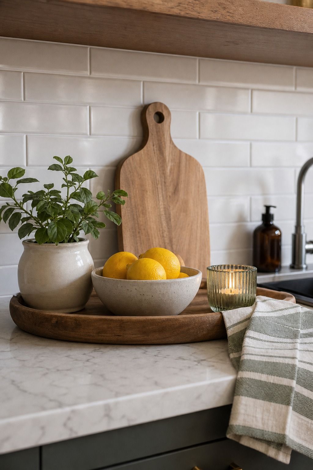 Group Things Into Simple Vignettes small apartment idea for Top 18 Easy Kitchen Summer Decor Ideas for Small Apartments.