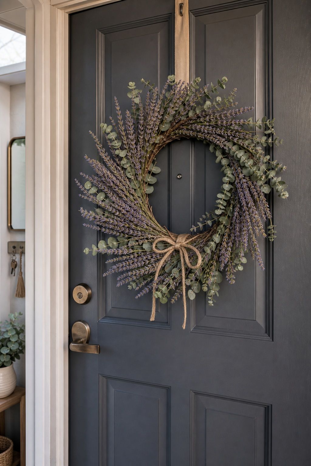 Lavender and Eucalyptus Bundle Wreath small apartment idea for Top 15 Mother's Day Wreath Ideas for Your Front Door.