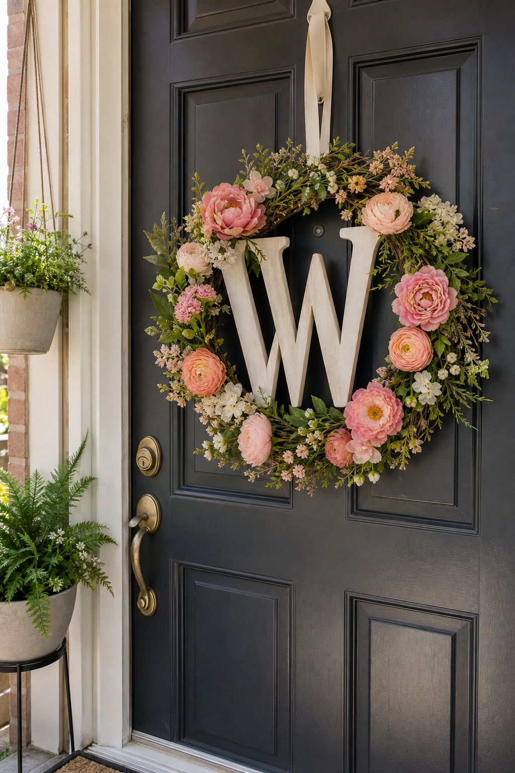 Monogram Letter Wreath small apartment idea for Top 15 Mother's Day Wreath Ideas for Your Front Door.