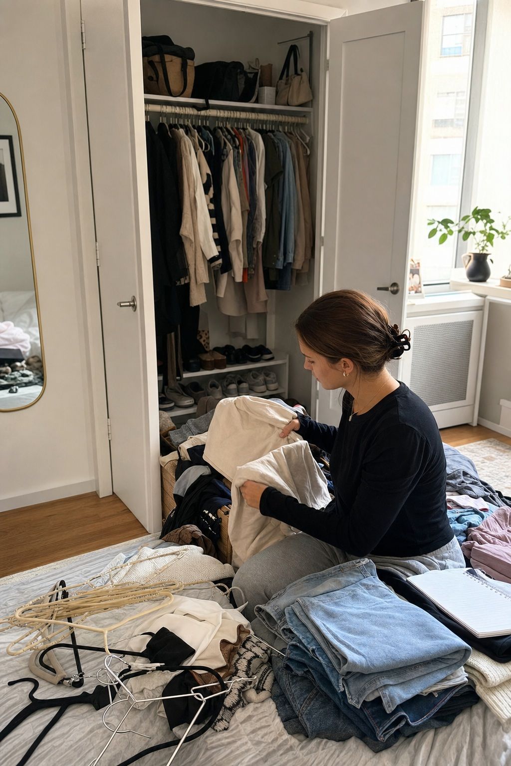 Do a Full Clothing Audit Before You Buy Anything small apartment idea for Top 17 Small Apartment Closet Organization Tips That Maximize Every Inch.