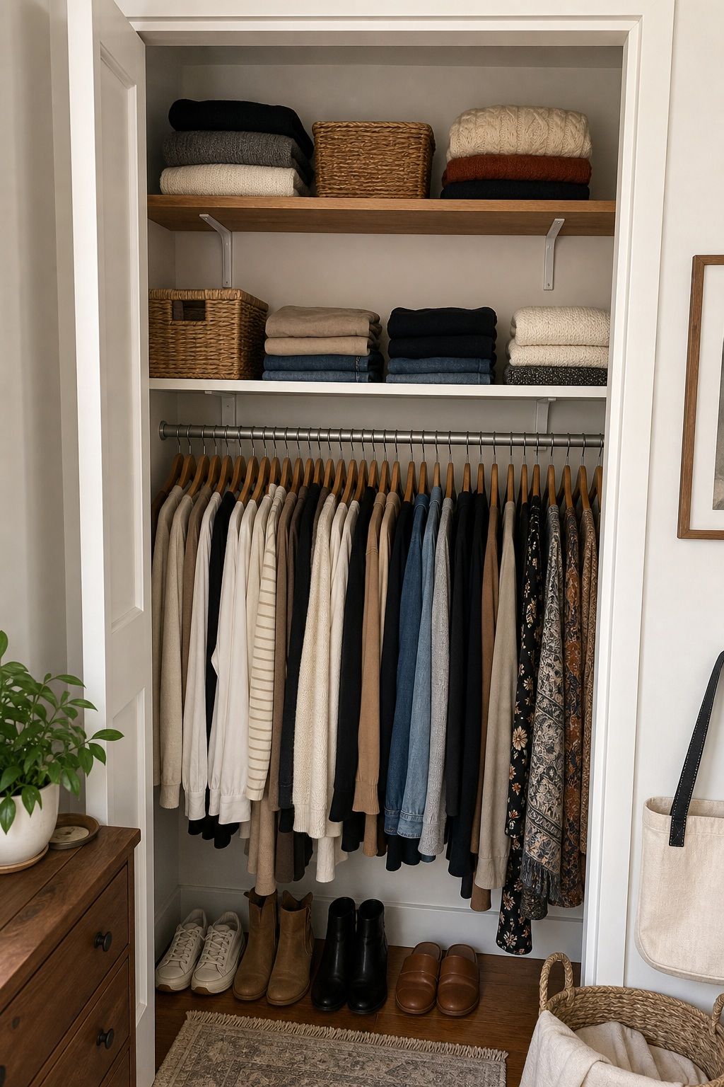Add a Shelf Above the Existing One small apartment idea for Top 17 Small Apartment Closet Organization Tips That Maximize Every Inch.