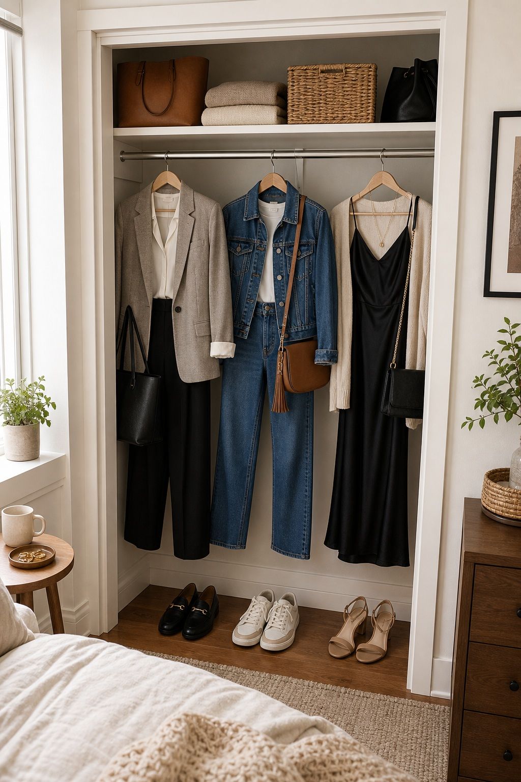 Group by Outfit Type, Not Just Category small apartment idea for Top 17 Small Apartment Closet Organization Tips That Maximize Every Inch.
