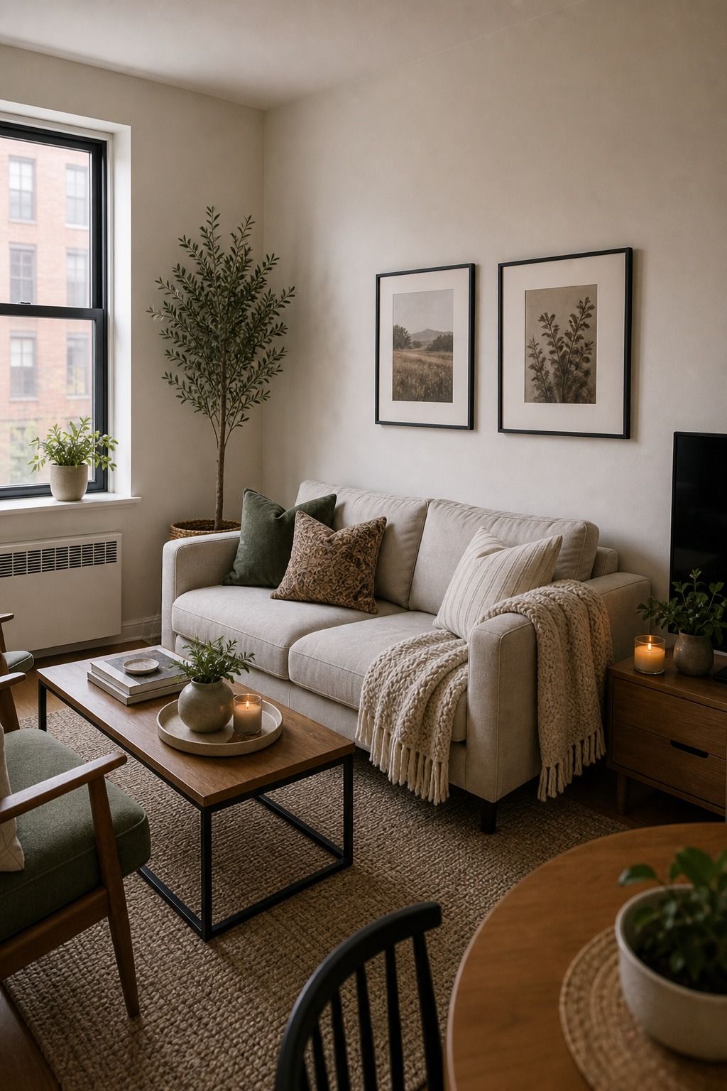 Hang Art at Eye Level, Not Ceiling Level small apartment idea for Top 18 Small Apartment Interior Design Ideas That Transform Your Space.