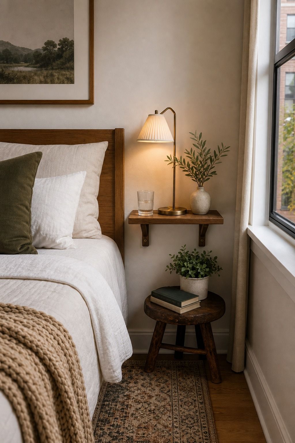 Try Nightstand Alternatives small apartment idea for Top 18 Small Apartment Interior Design Ideas That Transform Your Space.