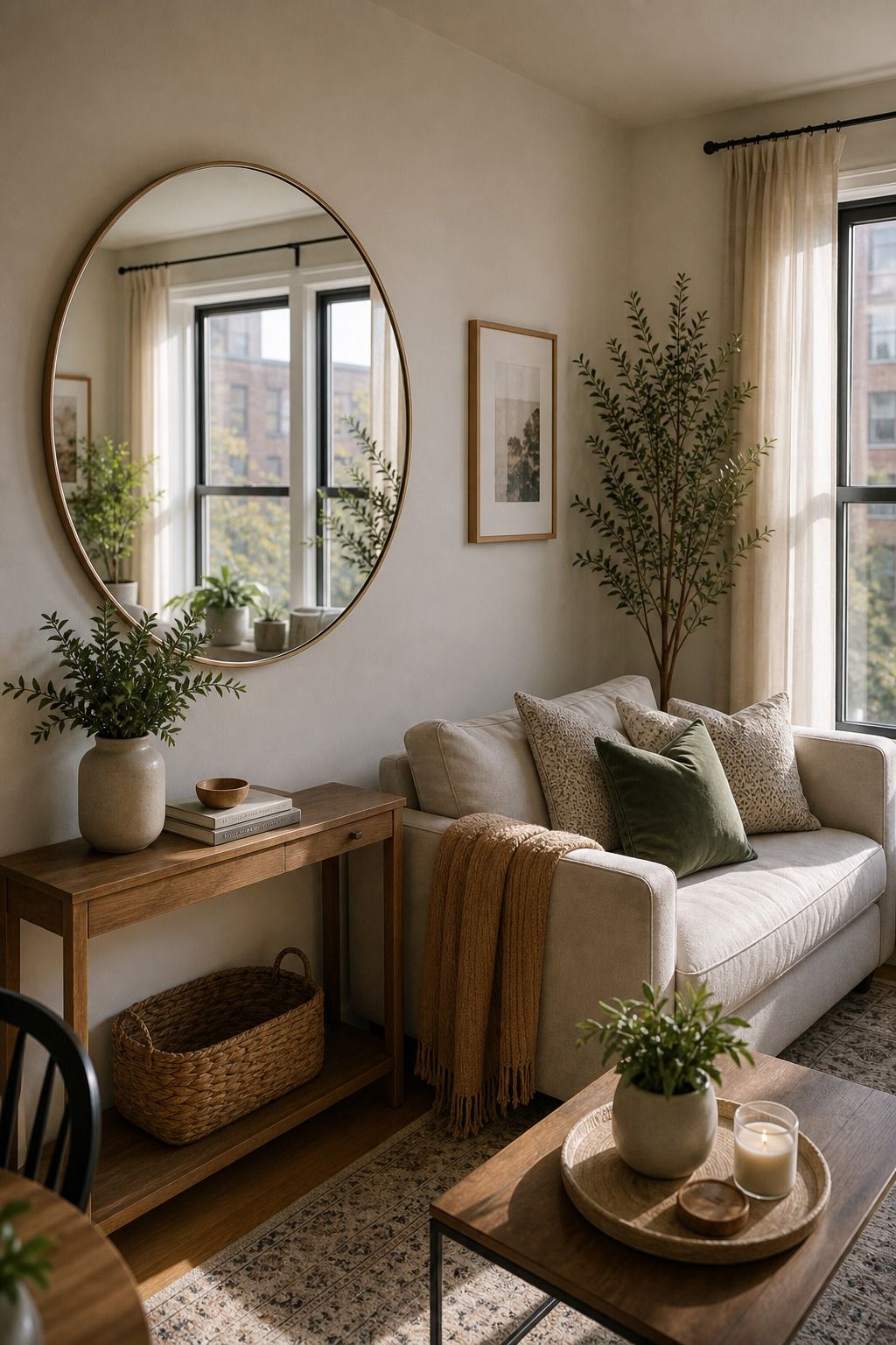 Add a Mirror to Bounce Light small apartment idea for Top 18 Small Apartment Interior Design Ideas That Transform Your Space.