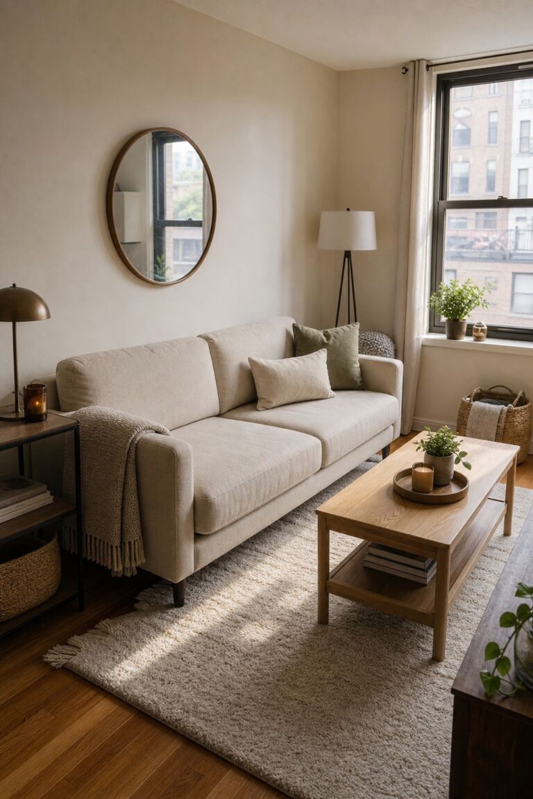 Right-Sized Sofa for the Room small apartment idea for Top 20 Small Apartment Living Room Ideas That Actually Make Your Space Work.