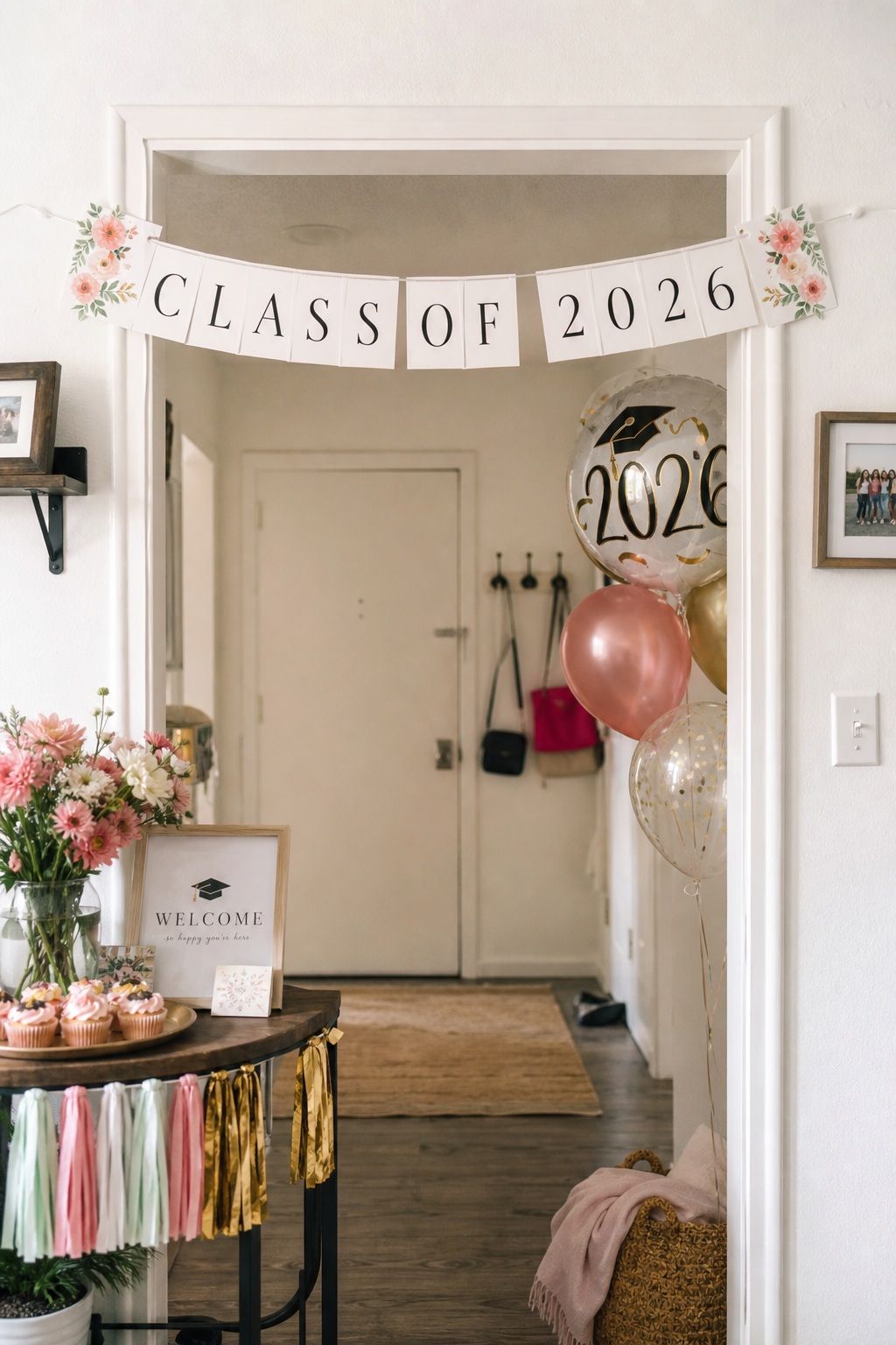 Personalized Banner Across the Entry small apartment idea for Top 18 Simple and Inviting Spring Graduation Party Decor Tips.