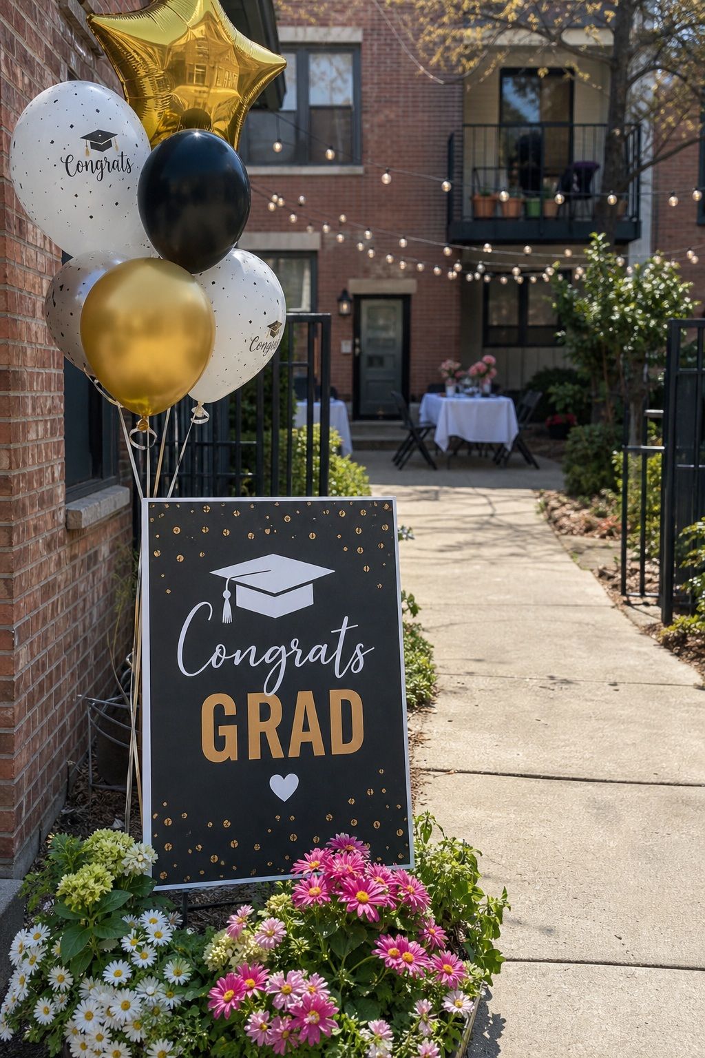 Yard Sign or Sidewalk Welcome small apartment idea for Top 18 Simple and Inviting Spring Graduation Party Decor Tips.