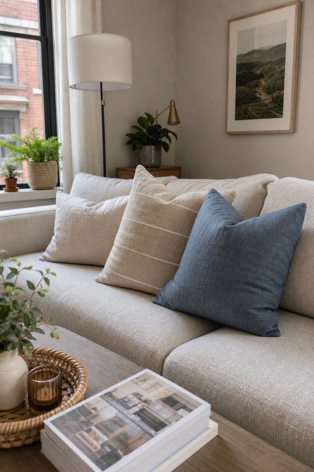 Linen Throw Pillow Swap small apartment idea for Top 20 Summer Decor Inspiration Ideas for Small Apartments.