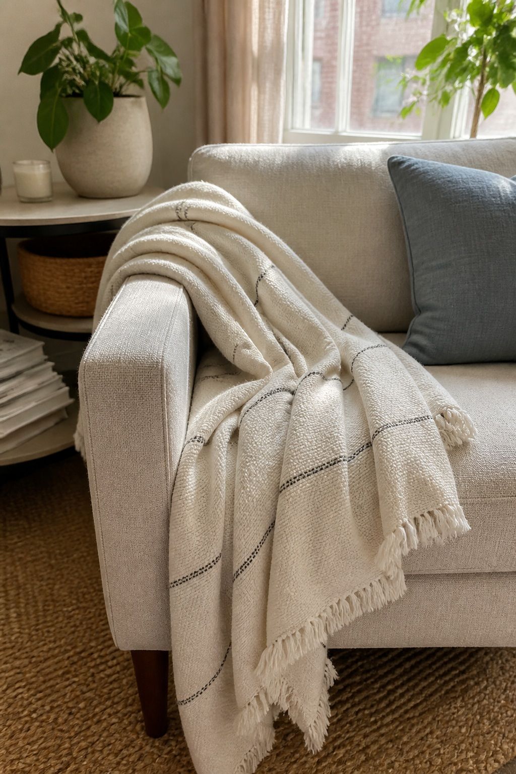 Lightweight Cotton Throw Blanket small apartment idea for Top 20 Summer Decor Inspiration Ideas for Small Apartments.