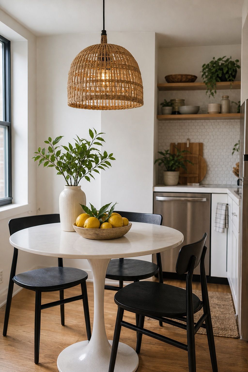 Rattan Pendant Light Swap small apartment idea for Top 20 Summer Decor Inspiration Ideas for Small Apartments.