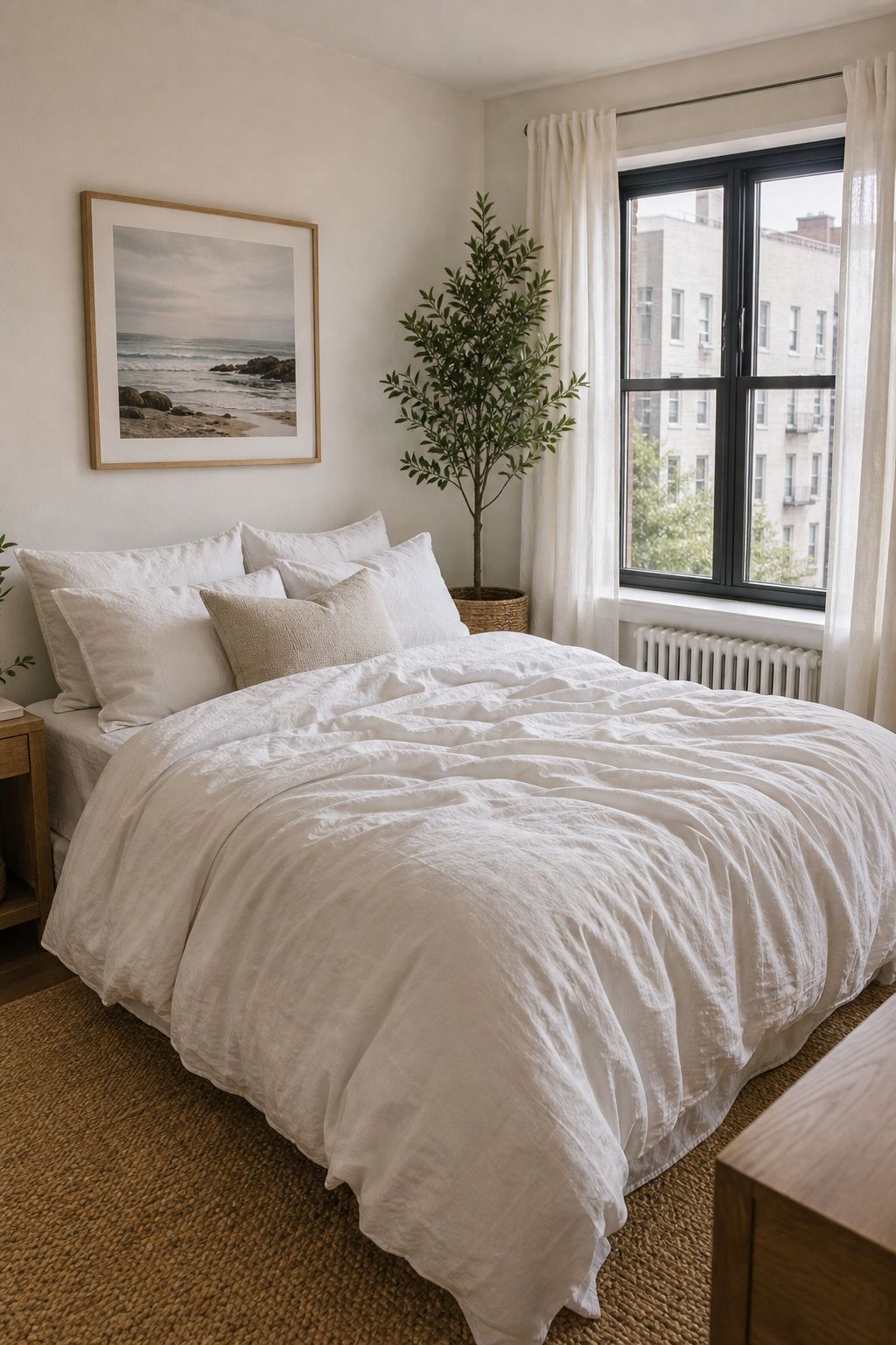 White Linen Bedding small apartment idea for Top 20 Summer Decor Inspiration Ideas for Small Apartments.