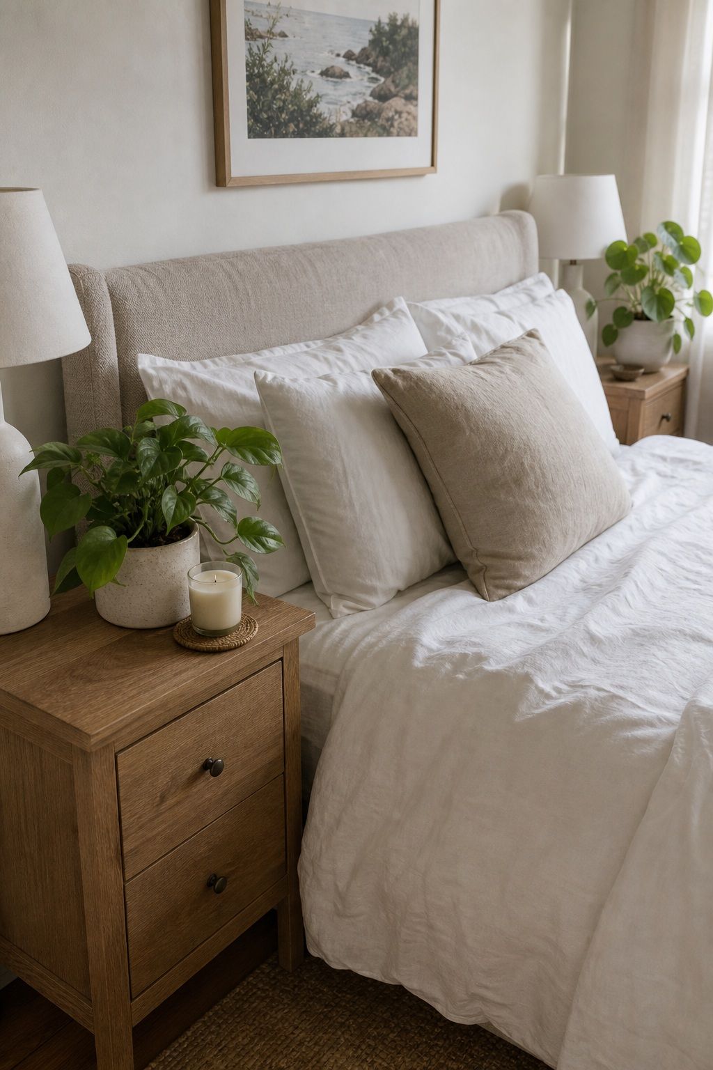 Plants on Nightstands small apartment idea for Top 20 Summer Decor Inspiration Ideas for Small Apartments.