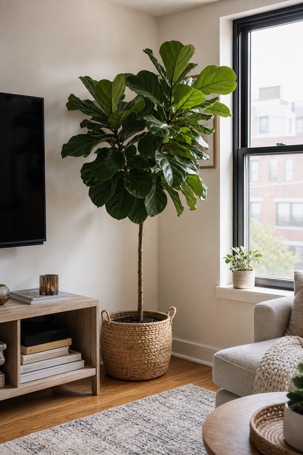 Single Statement Floor Plant small apartment idea for Top 20 Summer Decor Inspiration Ideas for Small Apartments.