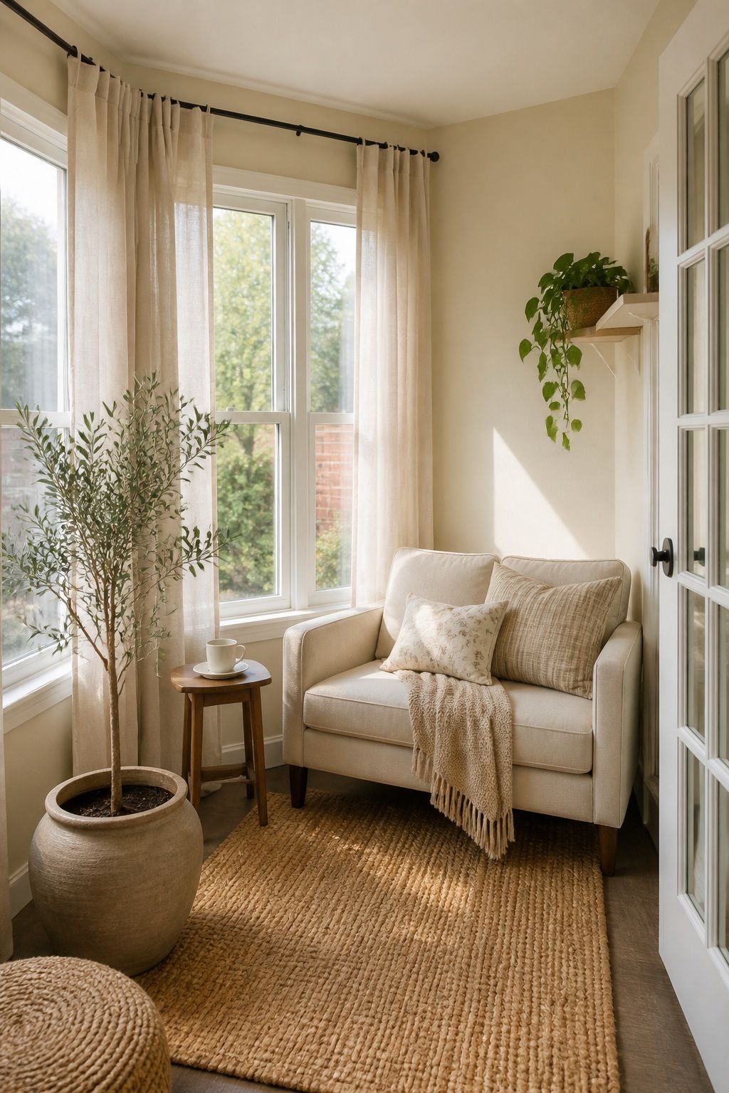Creamy Oatmeal for Warmth Without Color small apartment idea for Top 17 Sunroom Wall Color Ideas for a Bright Apartment Retreat.