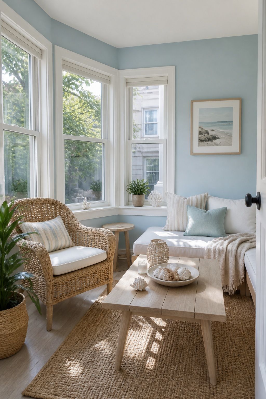Pale Blue for a Coastal Retreat Feel small apartment idea for Top 17 Sunroom Wall Color Ideas for a Bright Apartment Retreat.