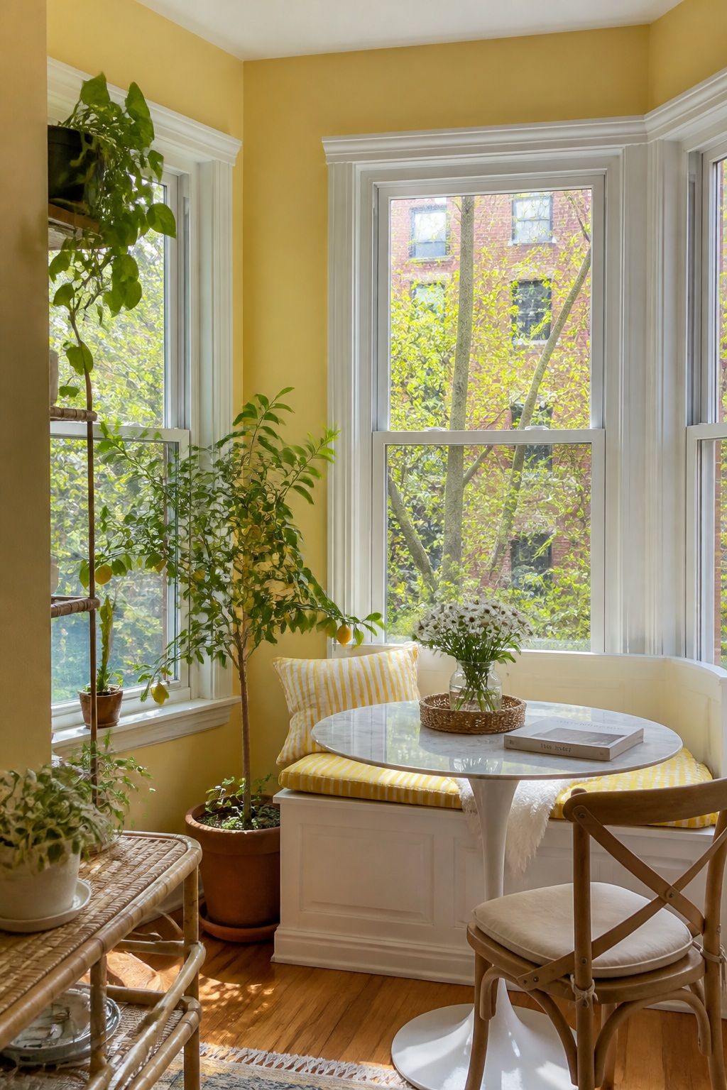 Buttery Yellow for Sunny Personality small apartment idea for Top 17 Sunroom Wall Color Ideas for a Bright Apartment Retreat.
