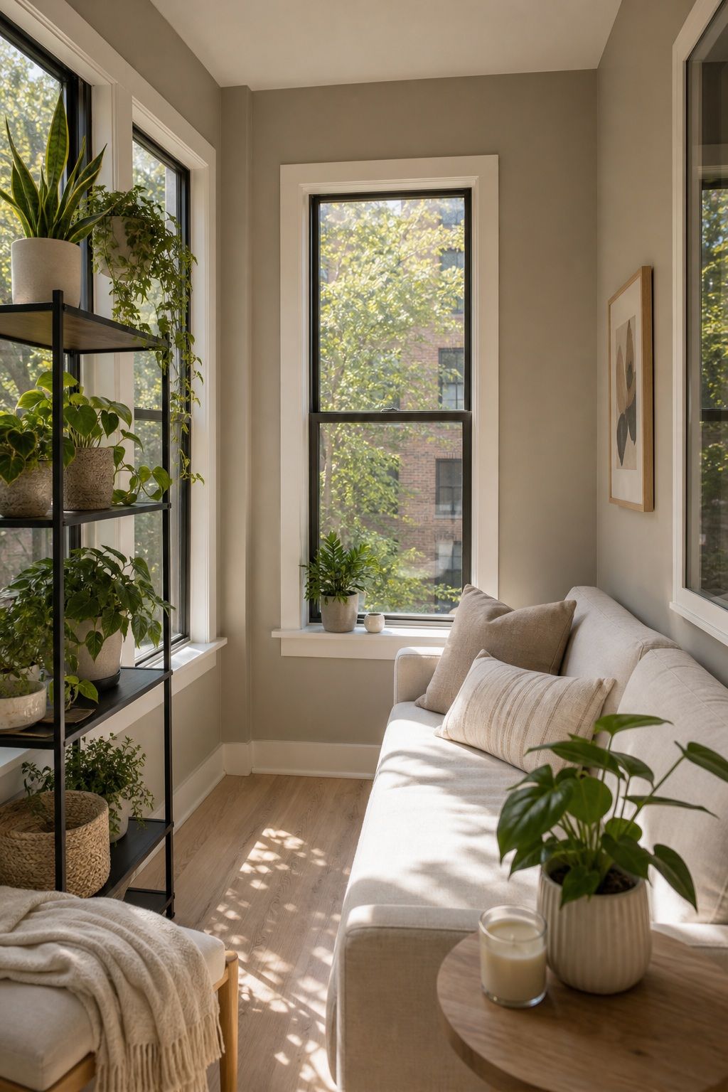 Mushroom Greige for a Modern Neutral small apartment idea for Top 17 Sunroom Wall Color Ideas for a Bright Apartment Retreat.