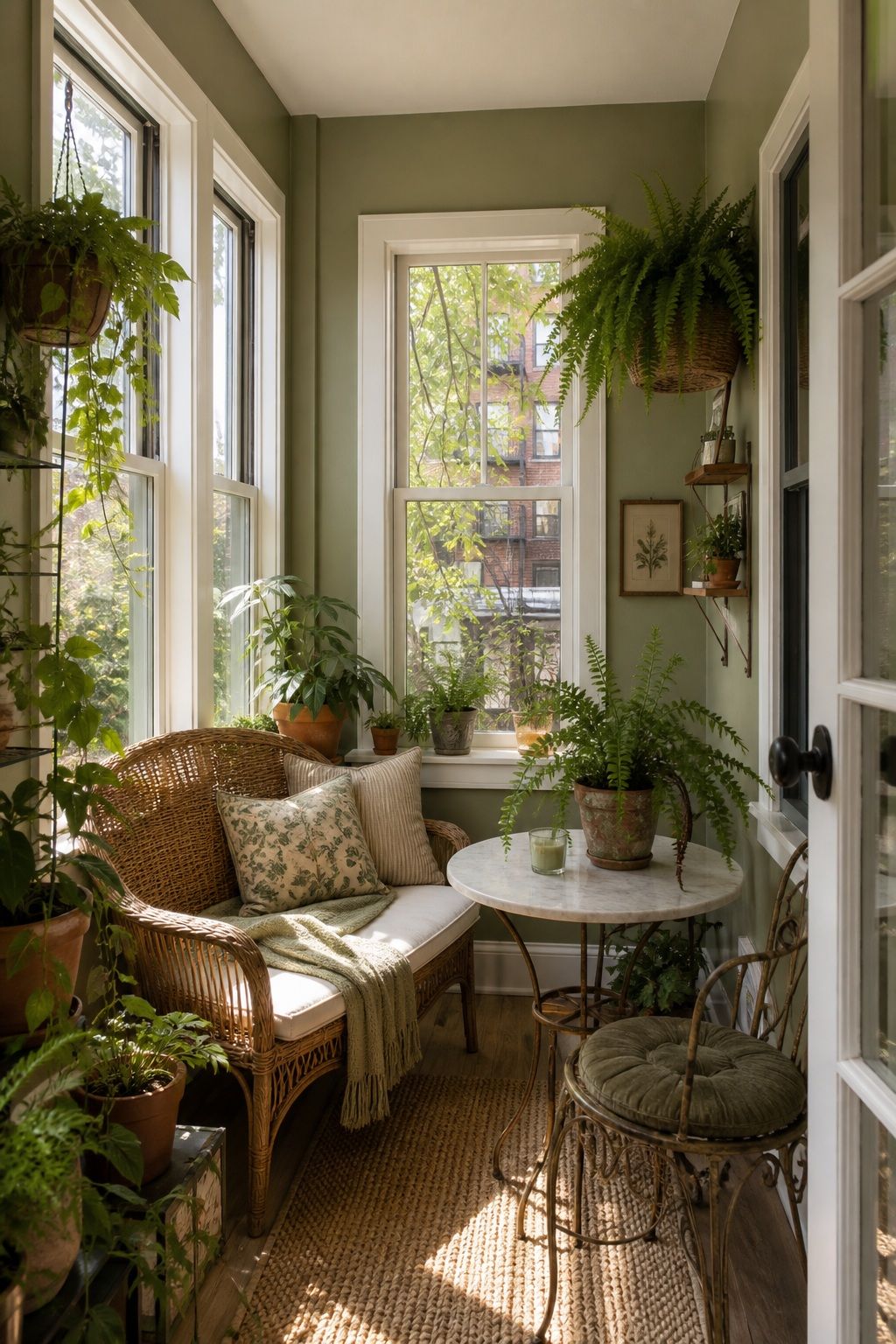 Dusty Olive for a Garden Retreat small apartment idea for Top 17 Sunroom Wall Color Ideas for a Bright Apartment Retreat.