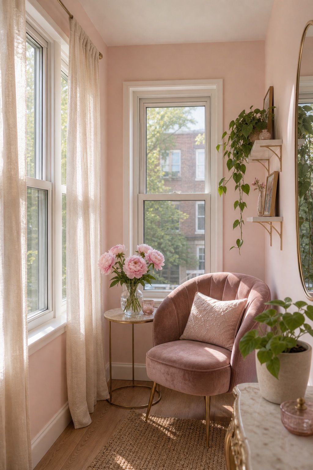 Pale Pink for a Soft Romantic Glow small apartment idea for Top 17 Sunroom Wall Color Ideas for a Bright Apartment Retreat.