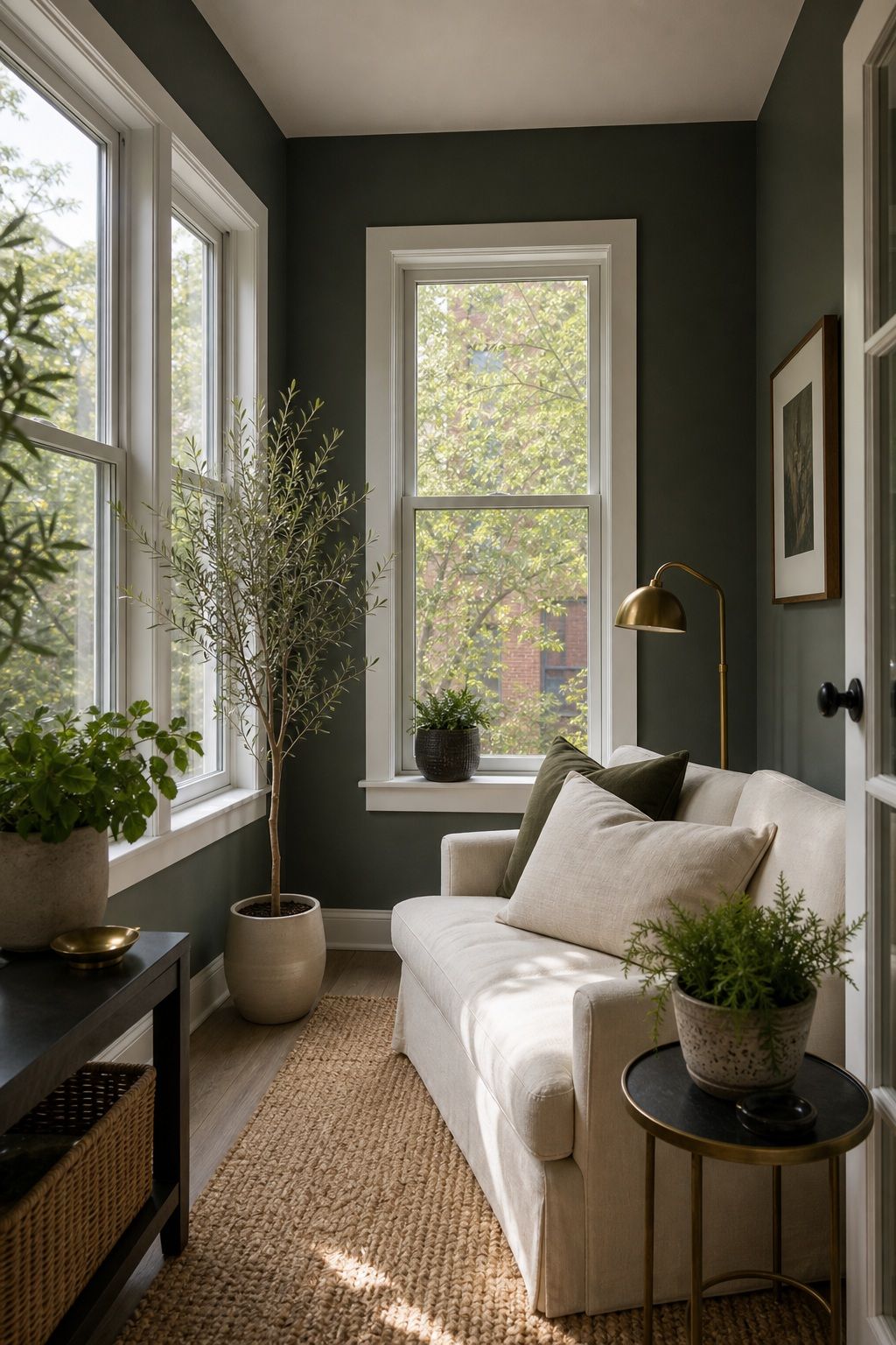 Deep Sage for a Sophisticated Statement small apartment idea for Top 17 Sunroom Wall Color Ideas for a Bright Apartment Retreat.