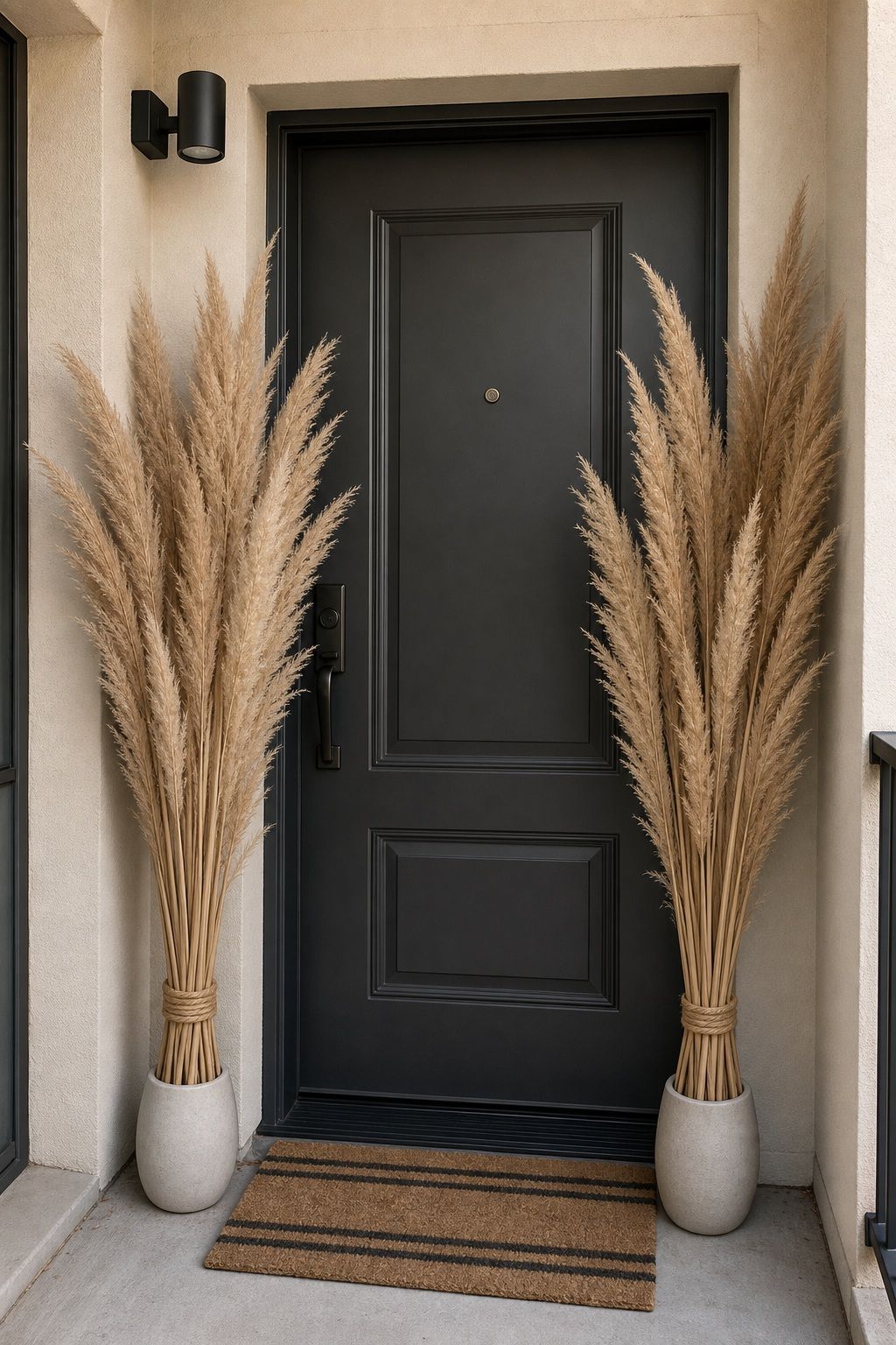 Frame the Door With Tall Pampas or Wheat Bundles small apartment idea for Top 17 Inviting Thanksgiving Door Decor Ideas for Small Apartments.