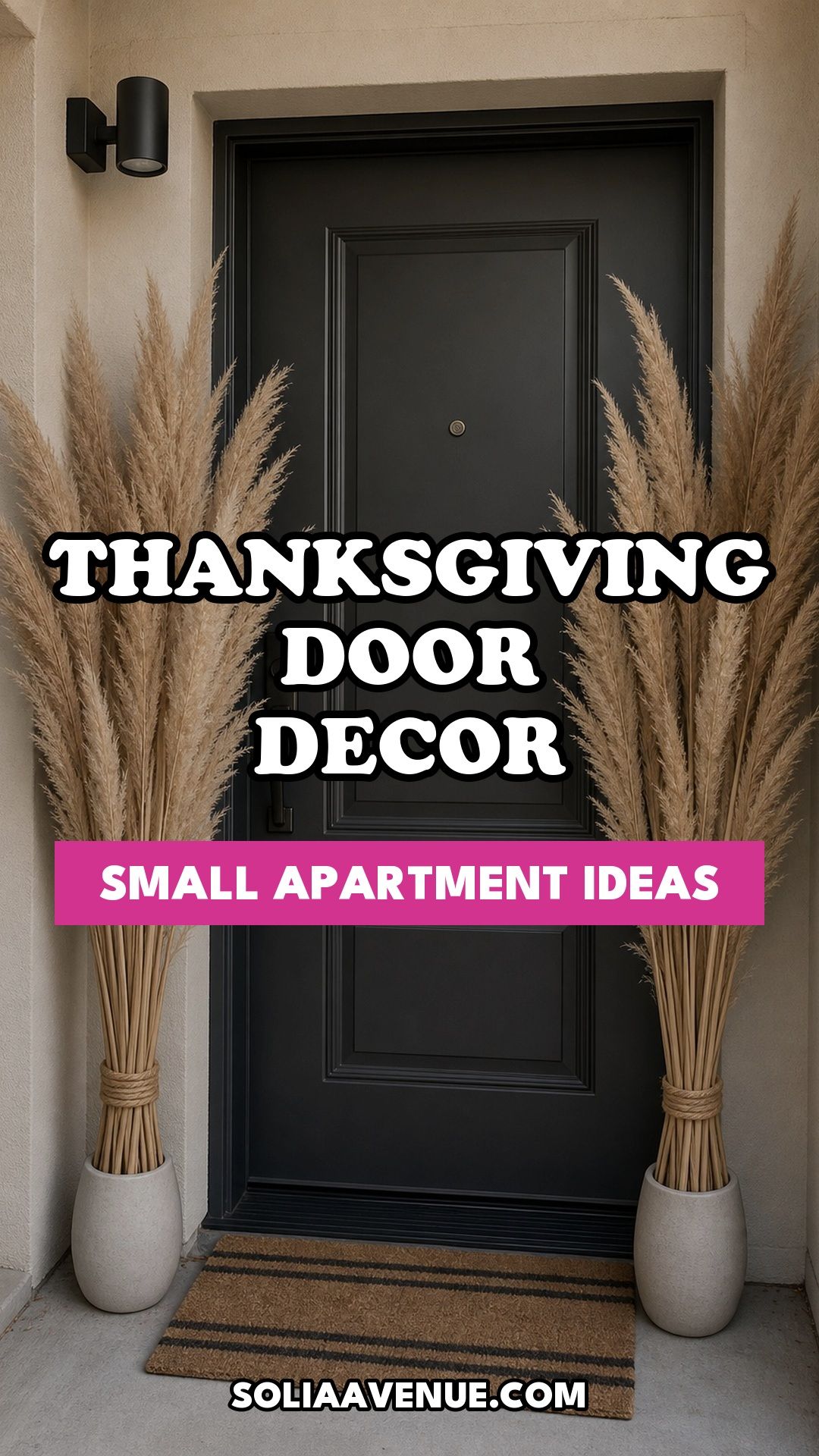 Pinterest pin for Top 17 Inviting Thanksgiving Door Decor Ideas for Small Apartments from Solia Avenue.