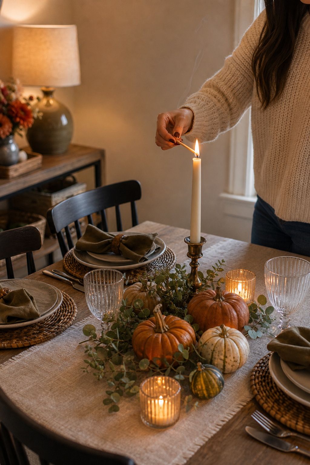 Light Candles Fifteen Minutes Before Doorbell Time small apartment idea for Top 18 Thoughtful Thanksgiving Hosting Ideas to Make Your Celebration Shine.