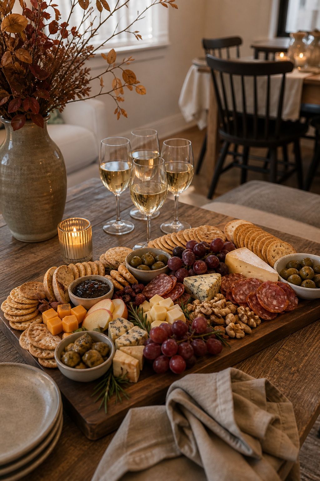 Build a Pre-Dinner Grazing Board for Arrivals small apartment idea for Top 18 Thoughtful Thanksgiving Hosting Ideas to Make Your Celebration Shine.