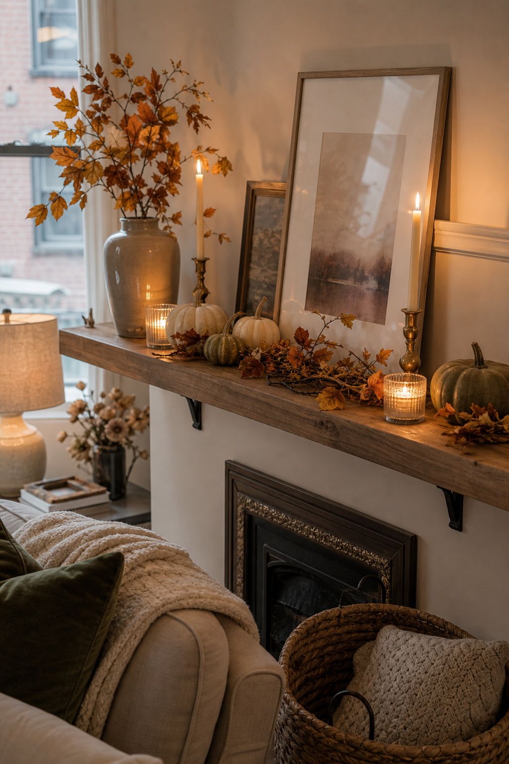 Refresh the Mantel So the Living Room Feels Festive Too small apartment idea for Top 18 Thoughtful Thanksgiving Hosting Ideas to Make Your Celebration Shine.
