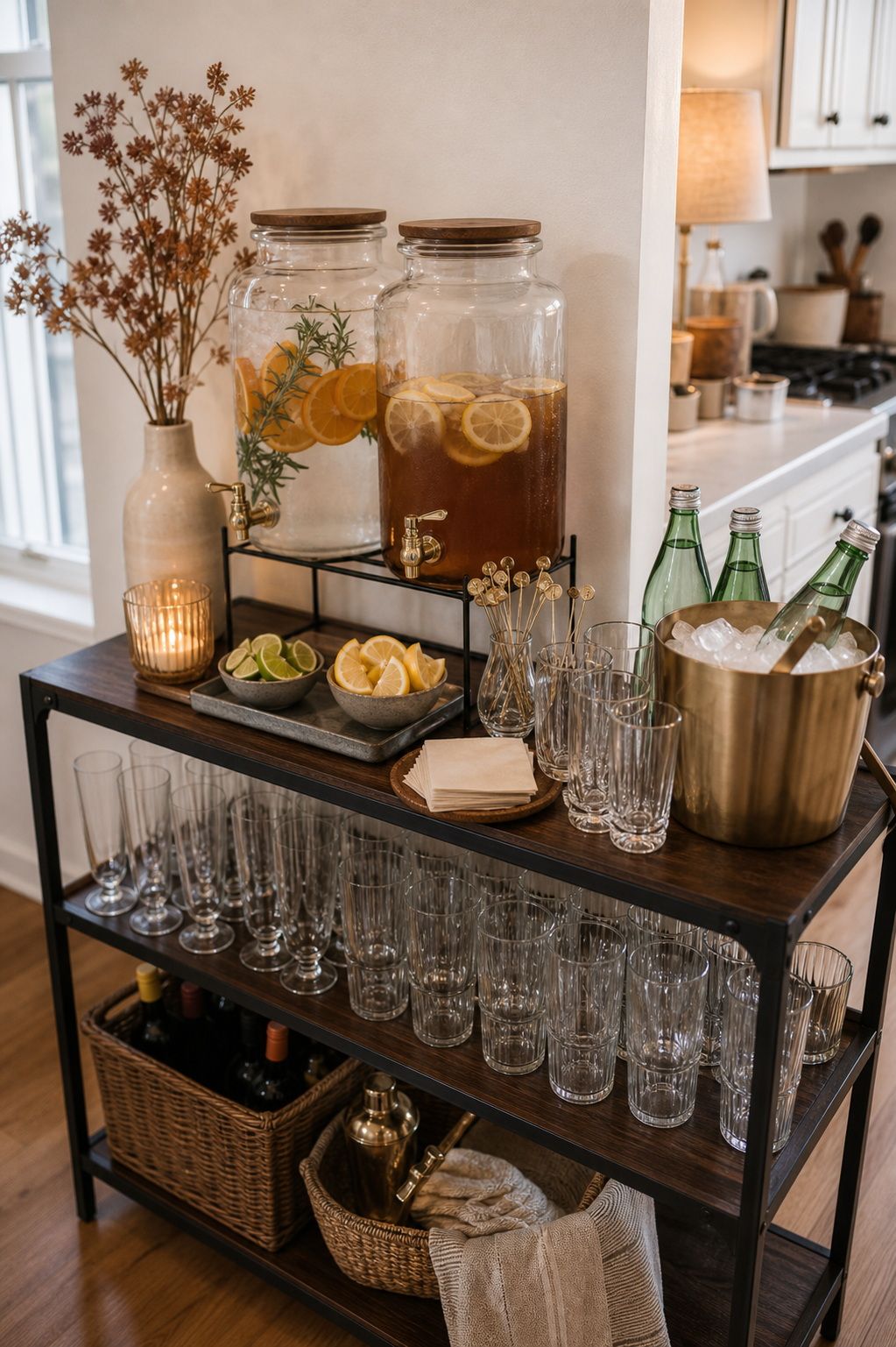 Set Up a Self-Serve Drink Station small apartment idea for Top 18 Thoughtful Thanksgiving Hosting Ideas to Make Your Celebration Shine.