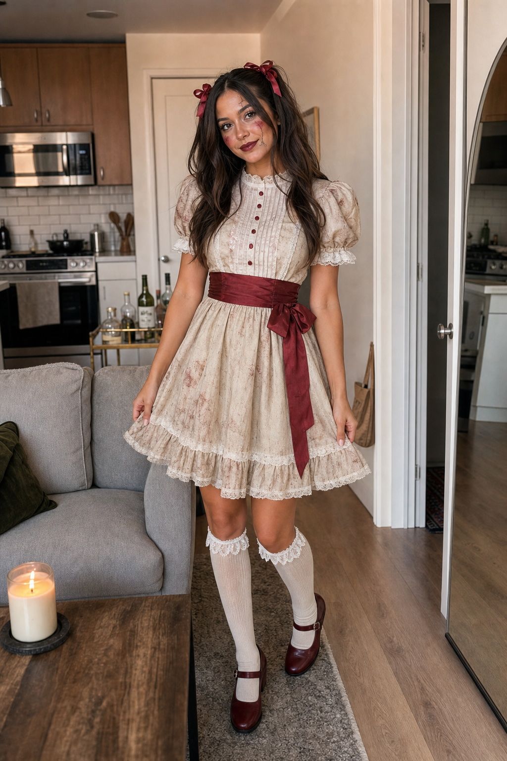 A Creepy Doll small apartment idea for Top 20 Creative Women Halloween Costume Ideas for Every Vibe.