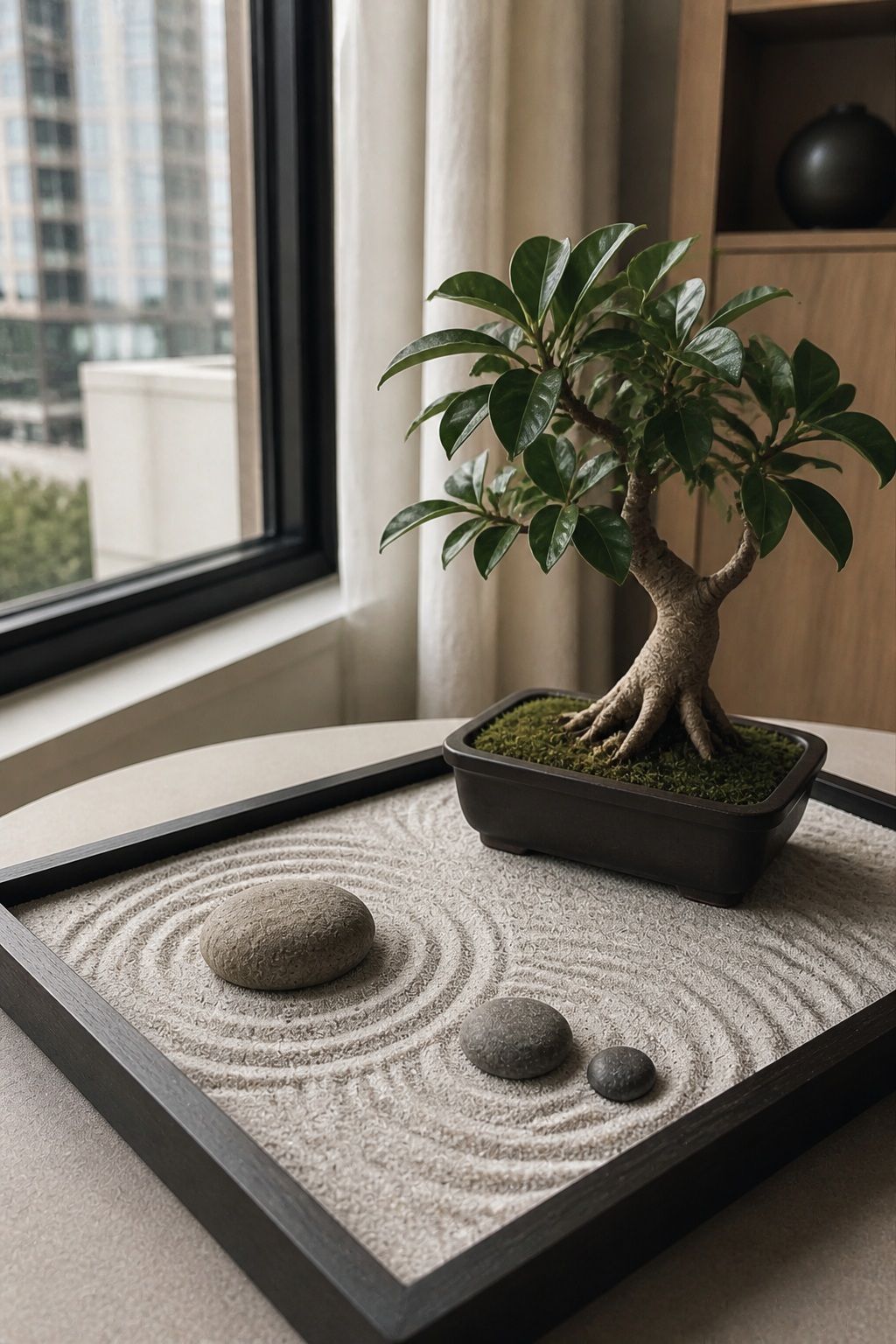 Add a Single Sculptural Plant small apartment idea for Top 17 Zen Garden Home Decor Ideas for Small Apartments.