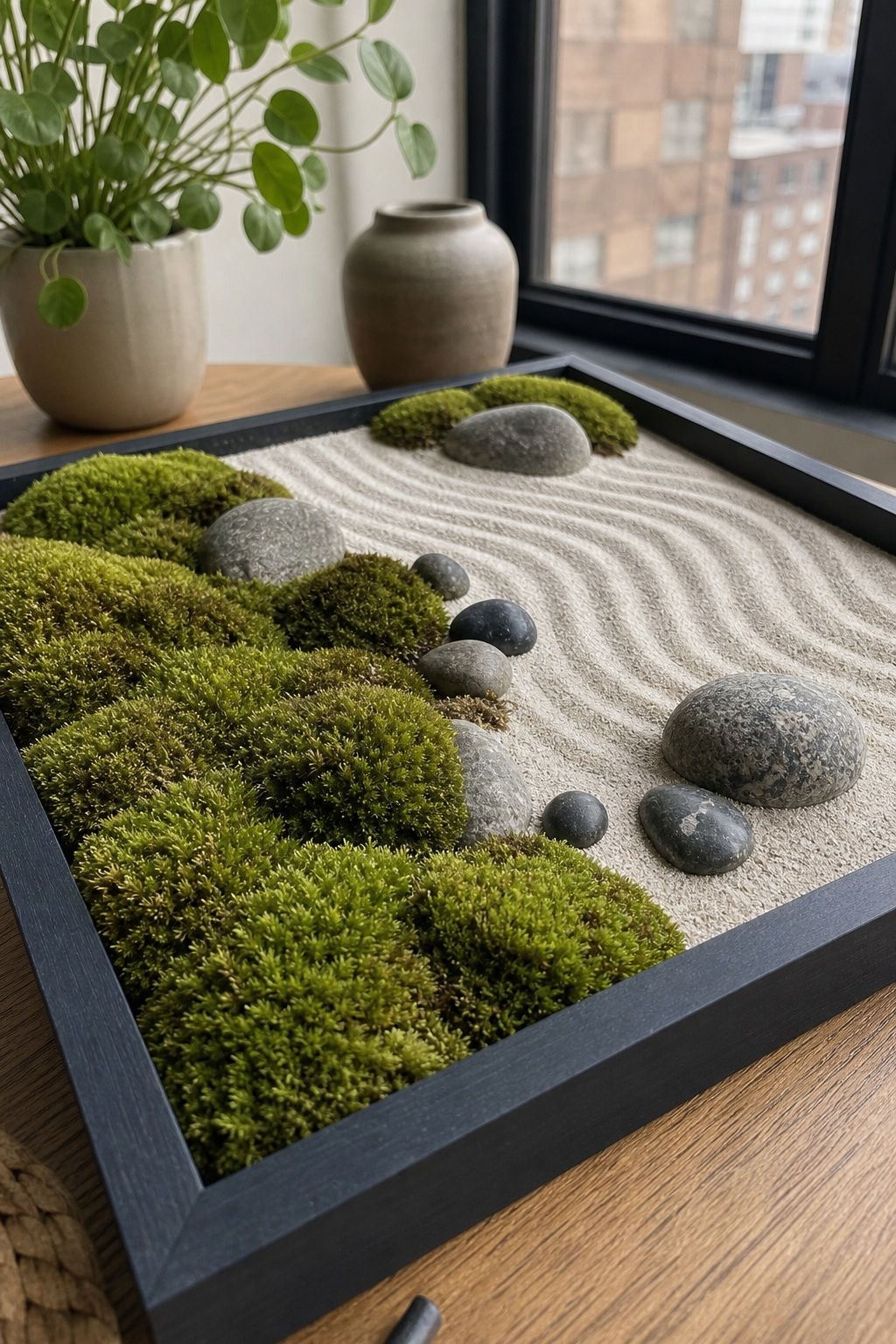 Introduce Moss for Soft Green Texture small apartment idea for Top 17 Zen Garden Home Decor Ideas for Small Apartments.