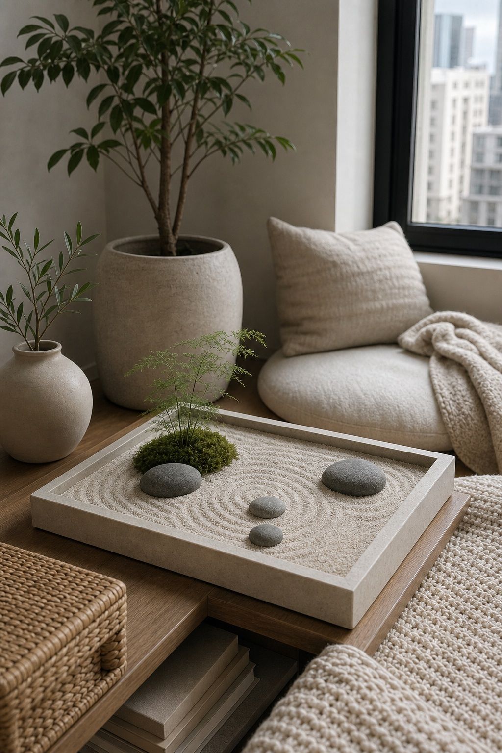 Keep the Palette Quiet and Neutral small apartment idea for Top 17 Zen Garden Home Decor Ideas for Small Apartments.