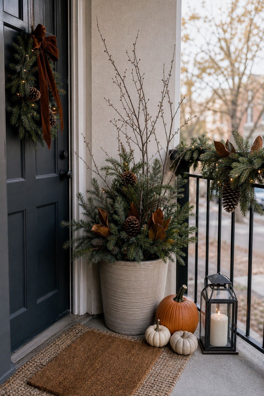 Plan the Transition Into Christmas small apartment idea for Top 18 Fall Porch Decor Ideas for Apartments and Small Outdoor Spaces.