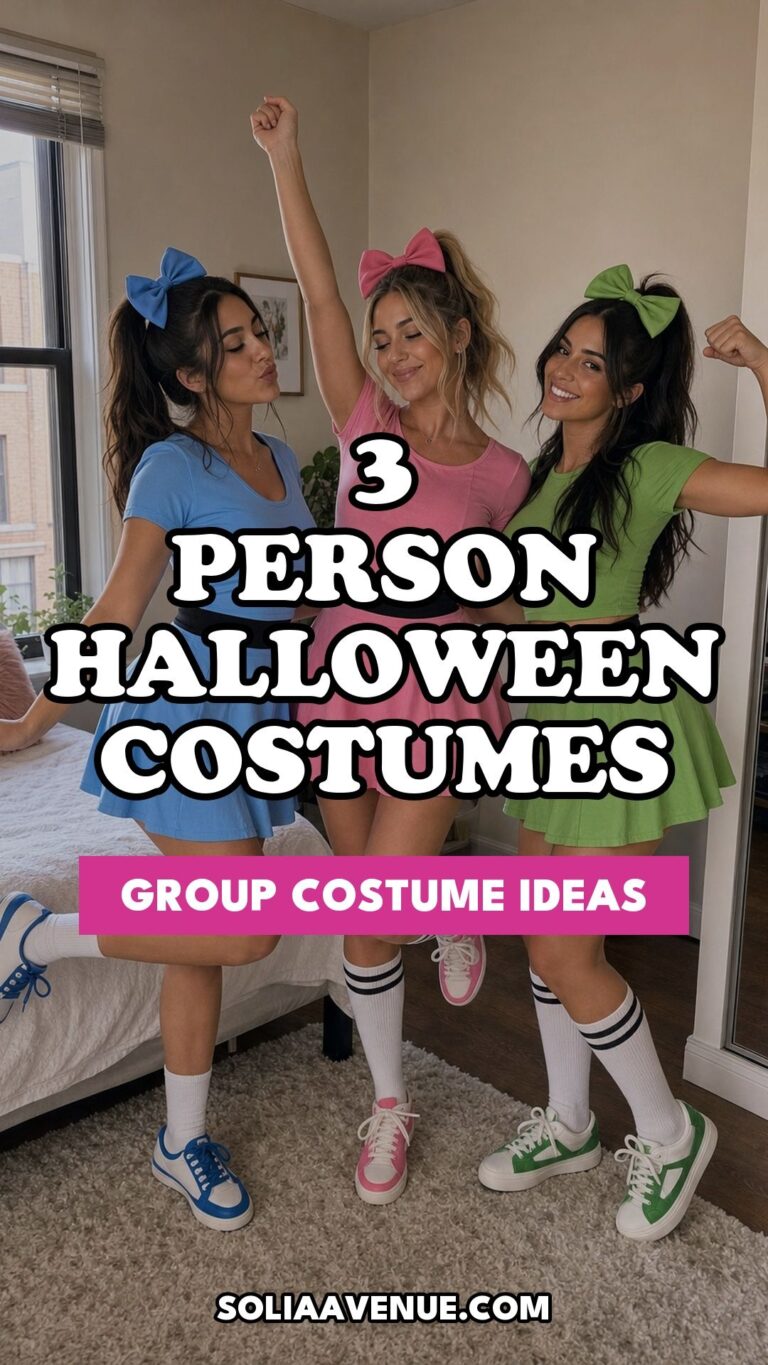 Pinterest pin for Top 17 Best 3 Person Halloween Costume Ideas for Your Group from Solia Avenue.