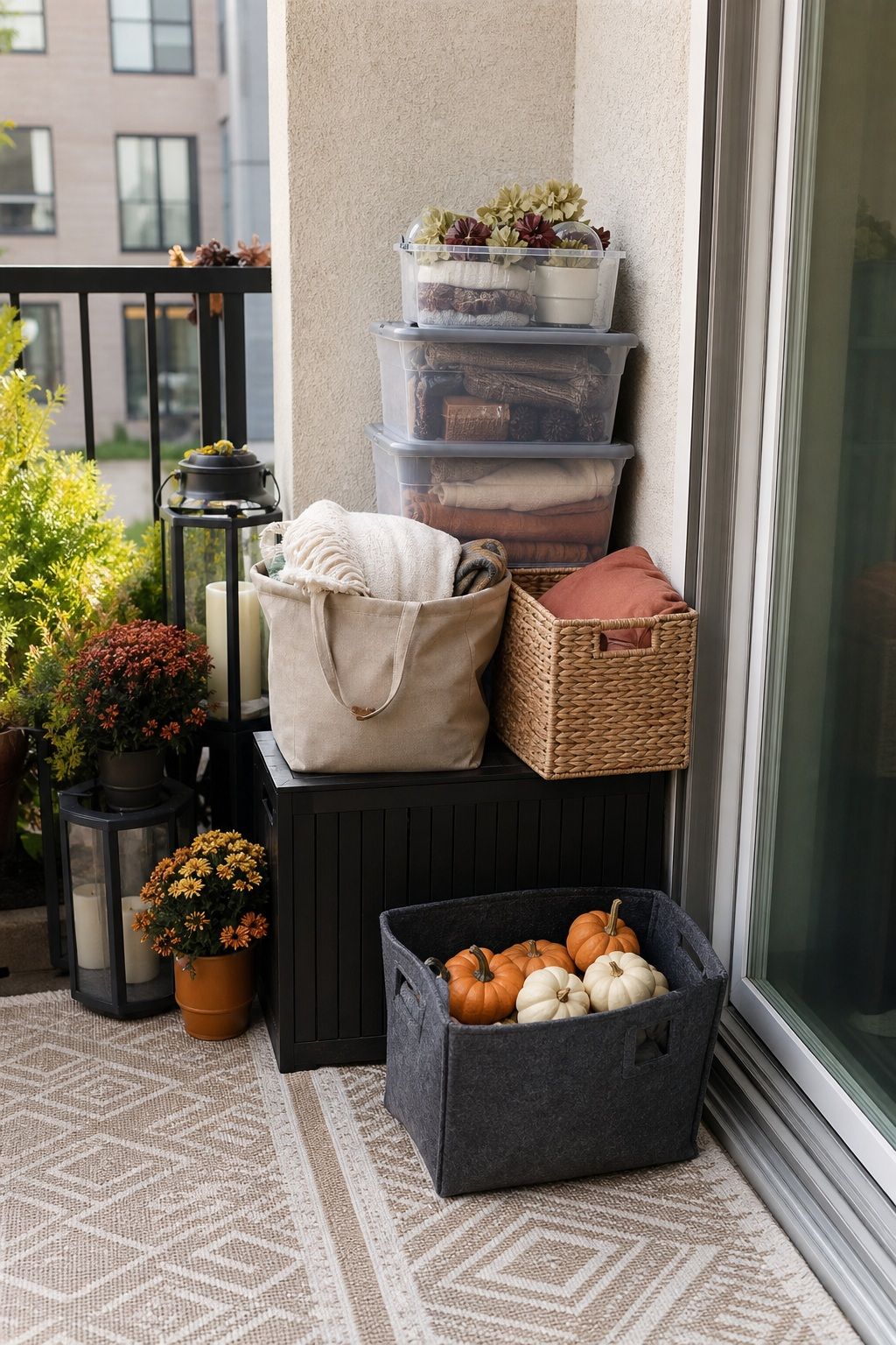Plan Where It All Goes When Fall Ends small apartment idea for Top 17 Autumn Balcony Decor Ideas for Small Apartments.