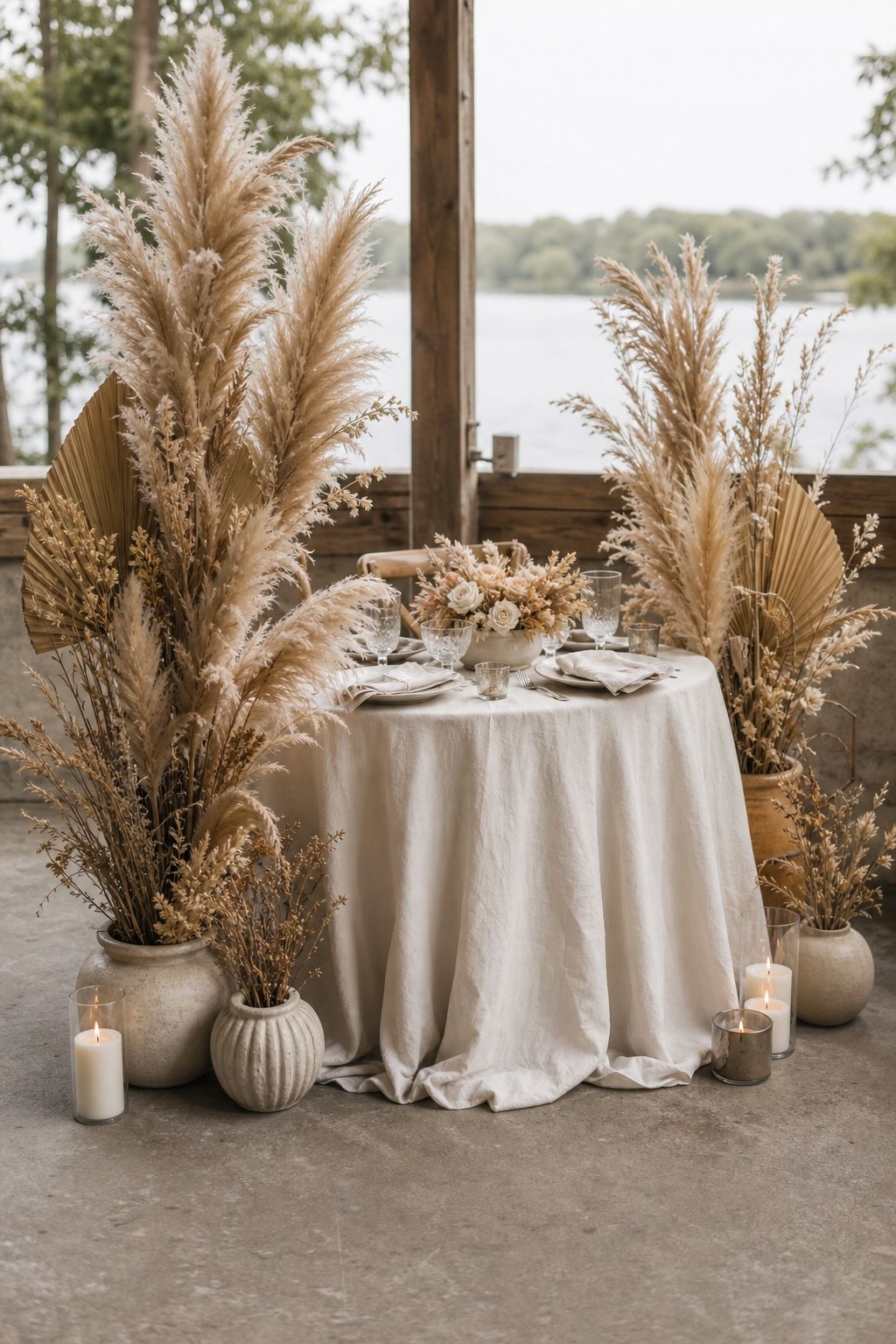 Anchor With Pampas Grass and Dried Botanicals small apartment idea for Top 18 Summer Wedding Aesthetic Ideas That Look Curated Without Trying.
