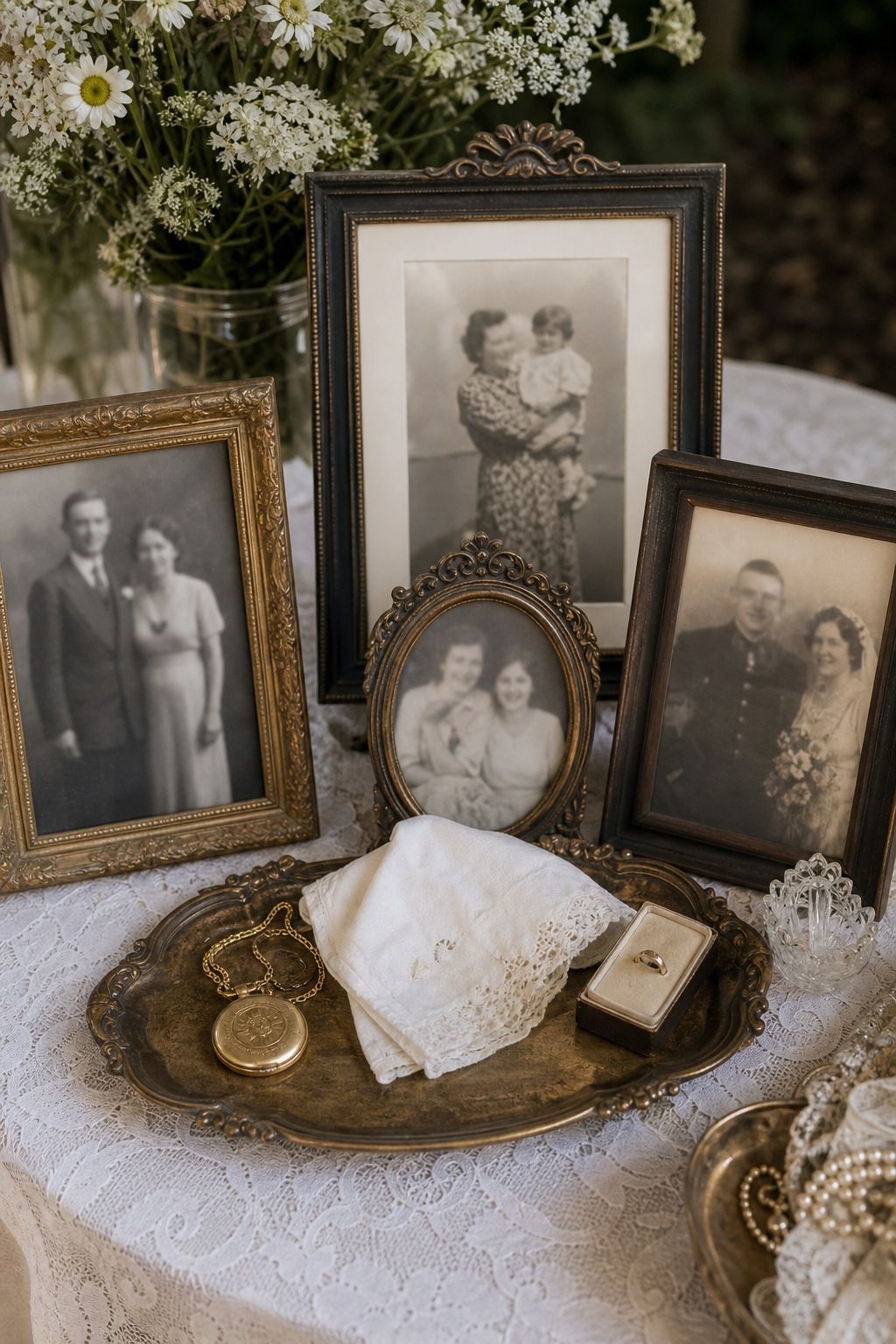 Display Vintage Photos and Family Heirlooms small apartment idea for Top 18 Summer Wedding Aesthetic Ideas That Look Curated Without Trying.