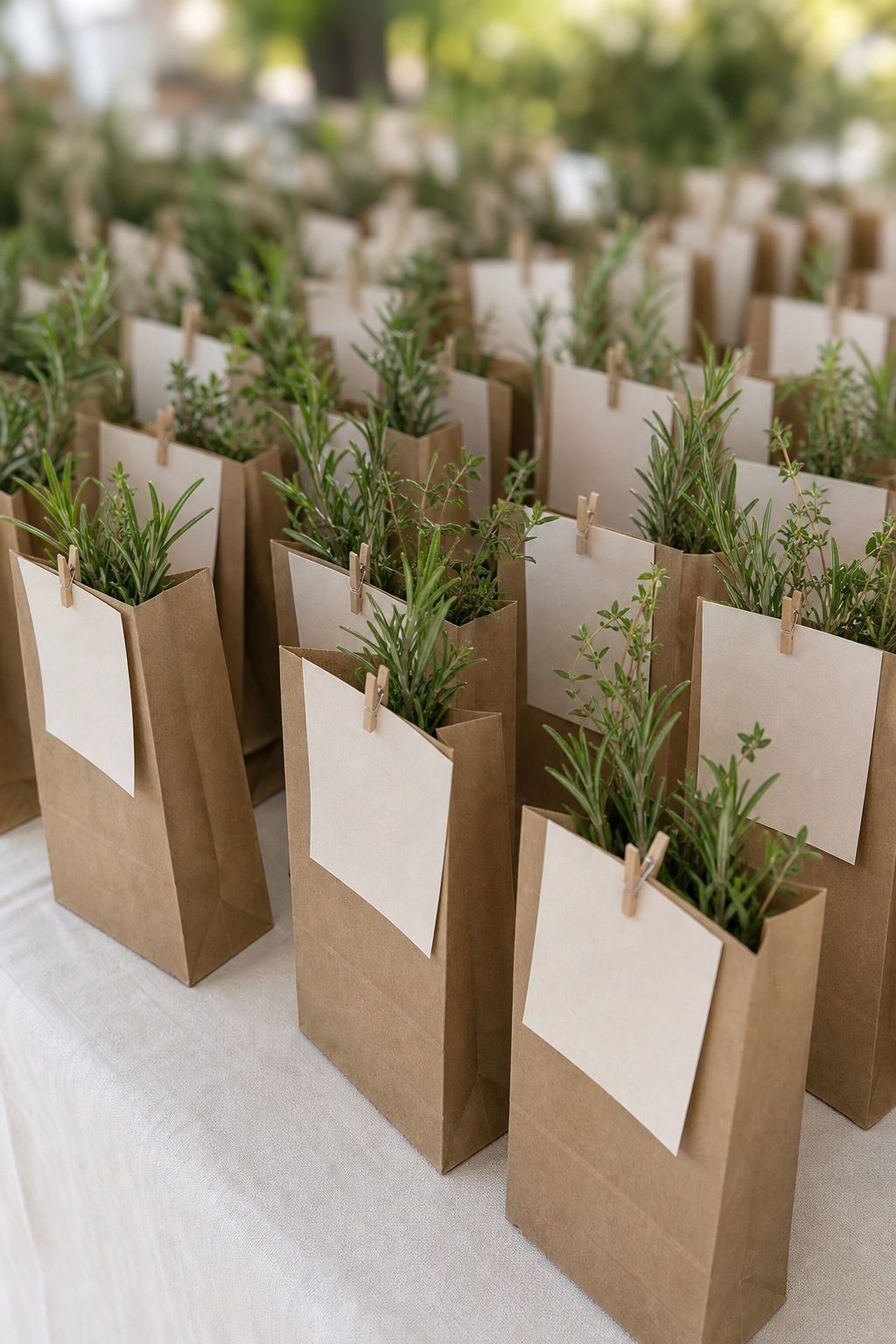 Use Paper Bag Escort Cards With Herbs Inside small apartment idea for Top 18 Summer Wedding Aesthetic Ideas That Look Curated Without Trying.