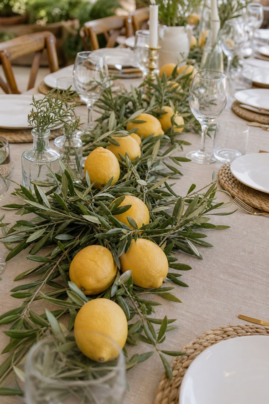 Center Tables With Whole Lemons and Olive Branches small apartment idea for Top 18 Summer Wedding Aesthetic Ideas That Look Curated Without Trying.