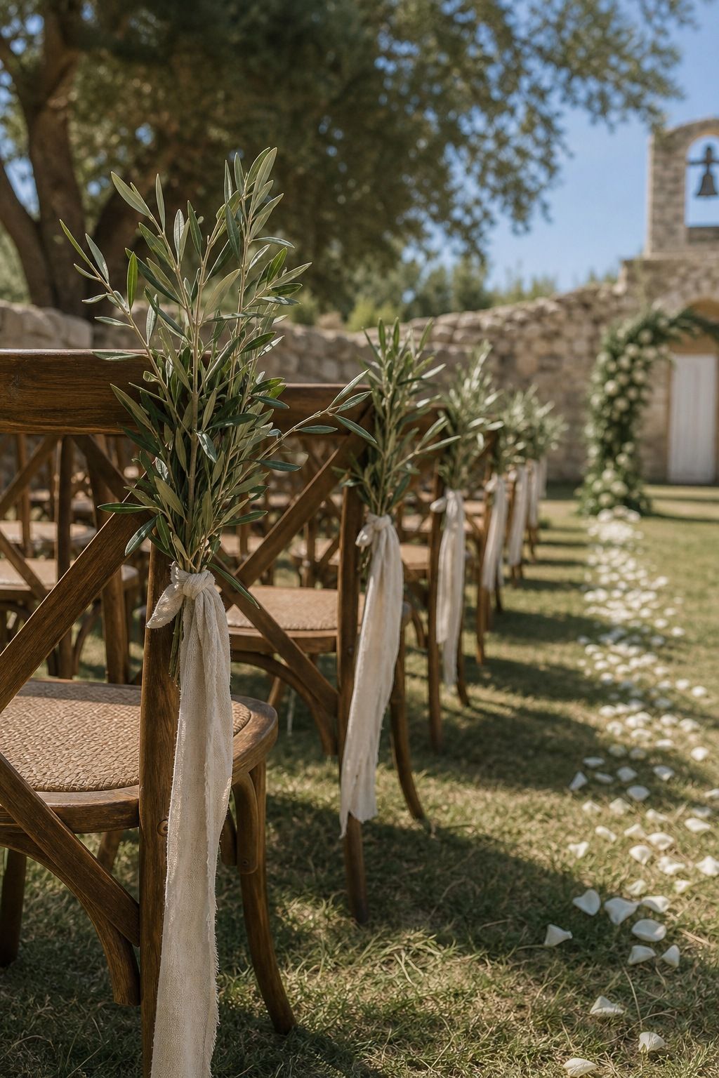 Add Olive Branches as Aisle Markers small apartment idea for Top 18 Summer Wedding Aesthetic Ideas That Look Curated Without Trying.